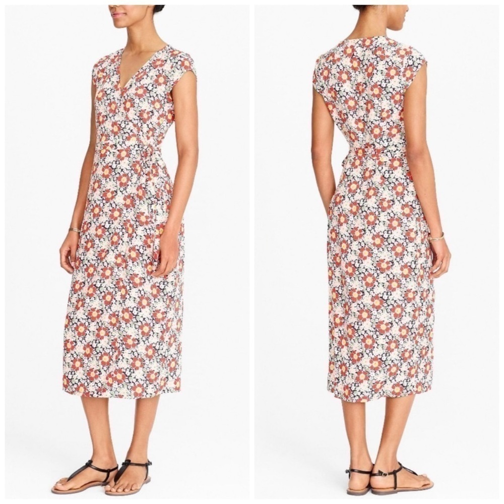 J. Crew True Wrap Floral Midi Dress J4557 - Picture 8 of 8